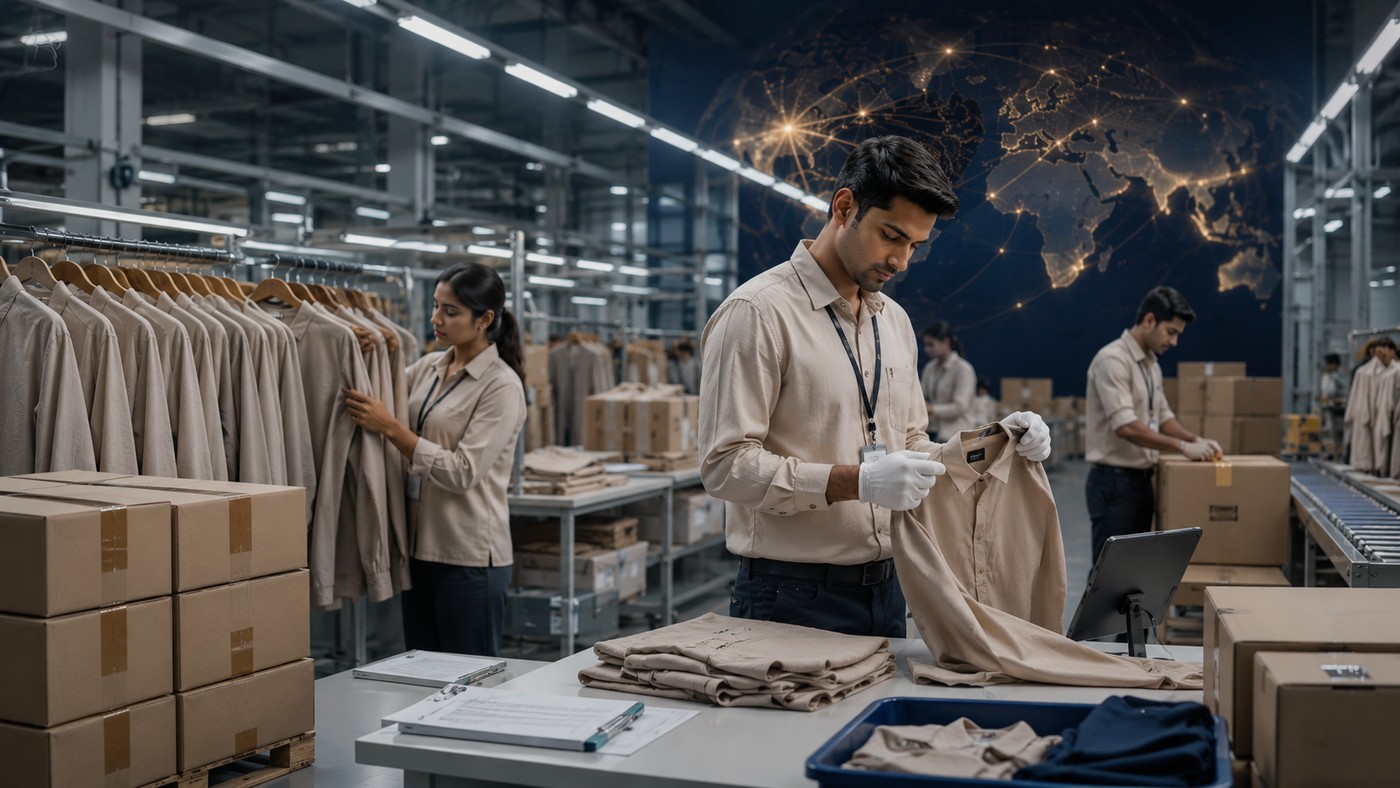 Garment inspection setting representing quality assurance and operational discipline